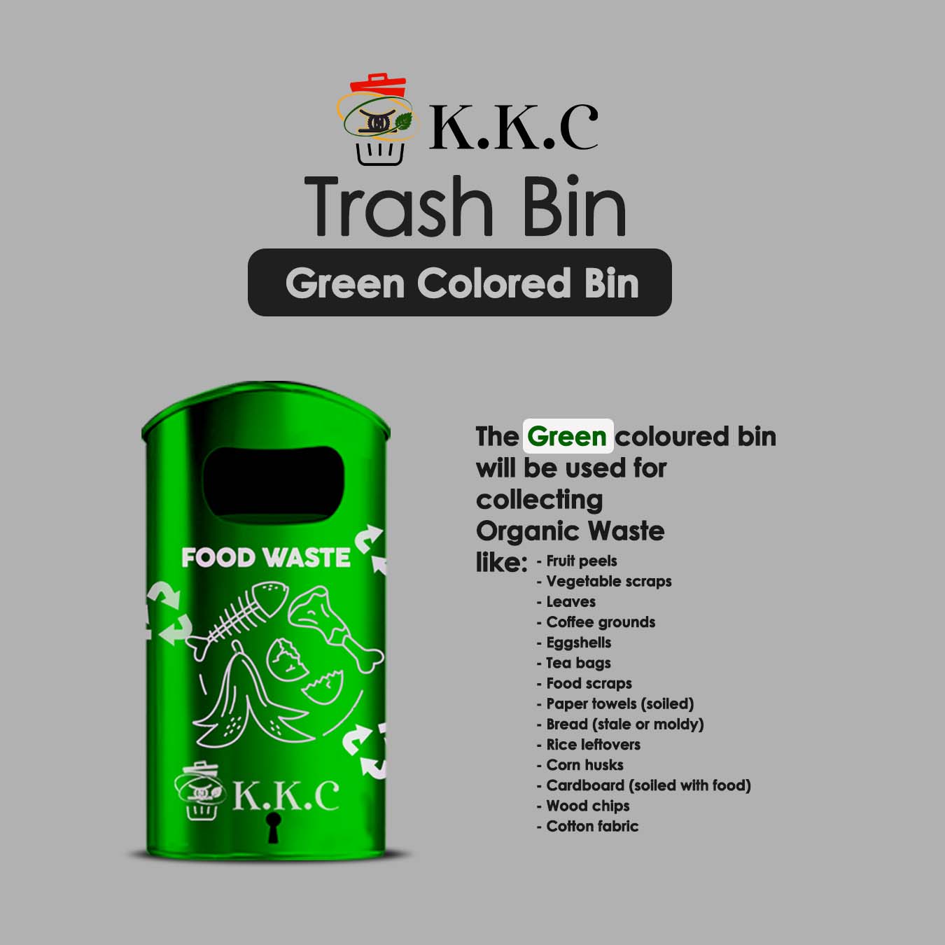 K.K.C. Trash Can Green