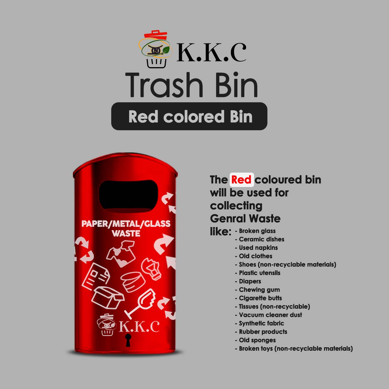 K.K.C. Trash Can Red